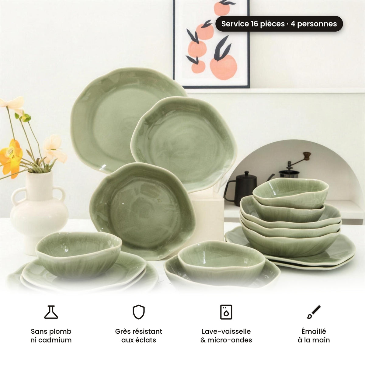 Service de table 16 pièces – Vert