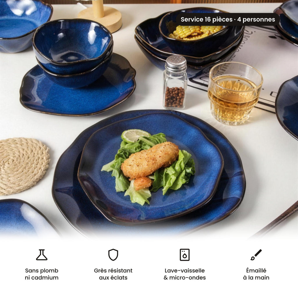 Service de table 16 pièces – Bleu océan