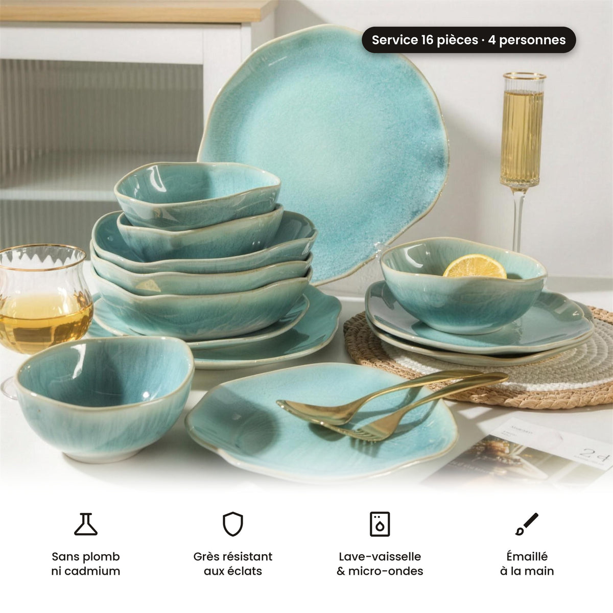 Service de table 16 pièces – Turquoise
