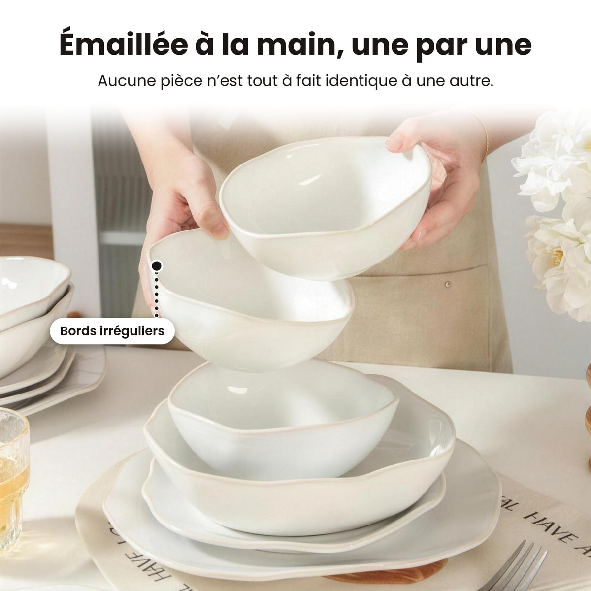 Service de table 16 pièces – Blanc nacré