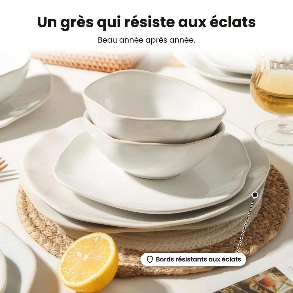 Service de table 16 pièces – Blanc nacré