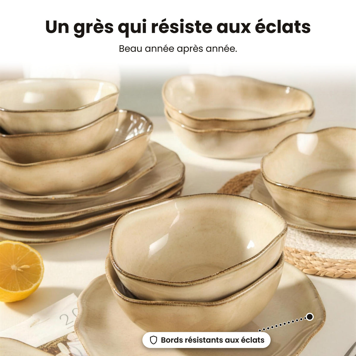 Service de table 16 pièces – Beige