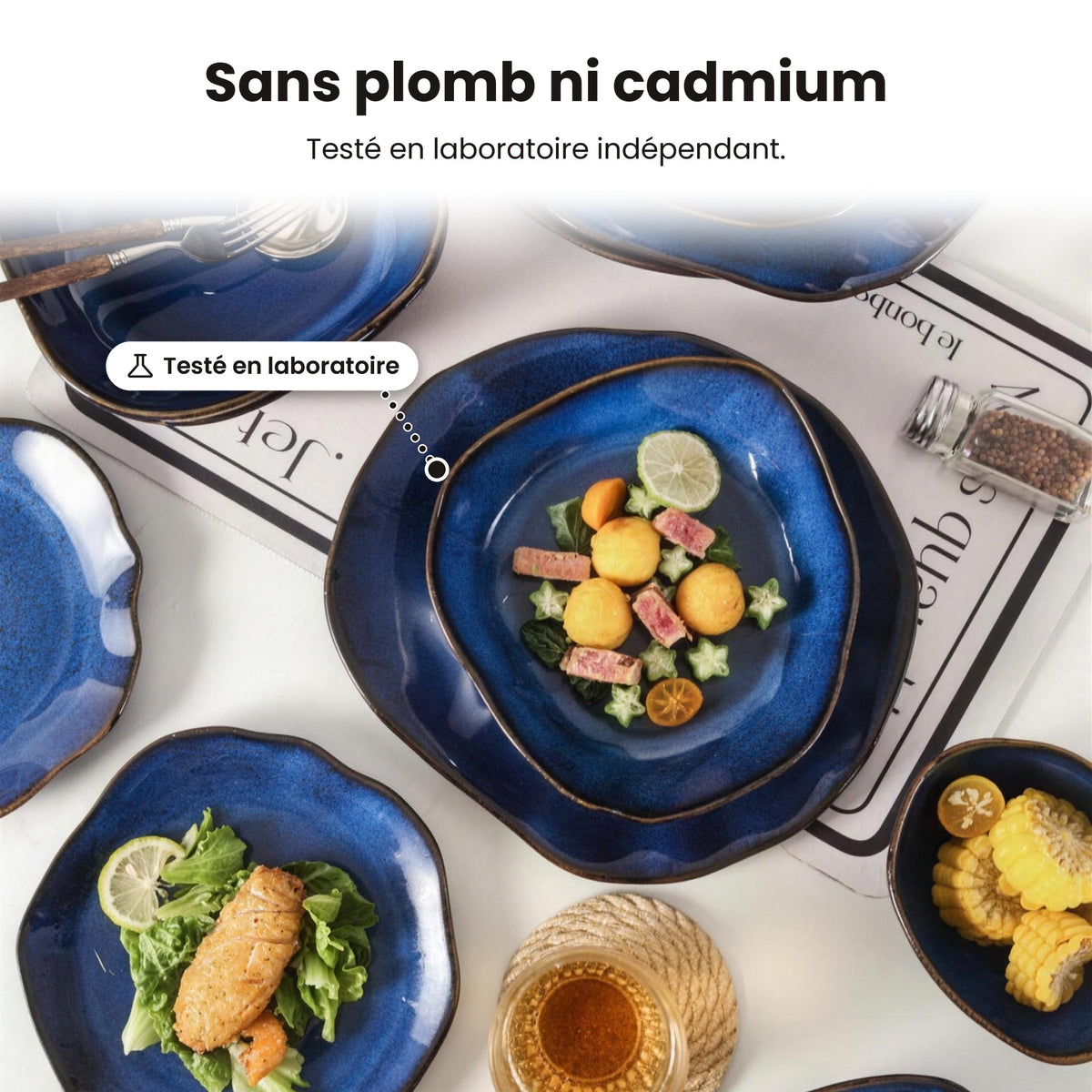 Service de table 16 pièces – Bleu océan