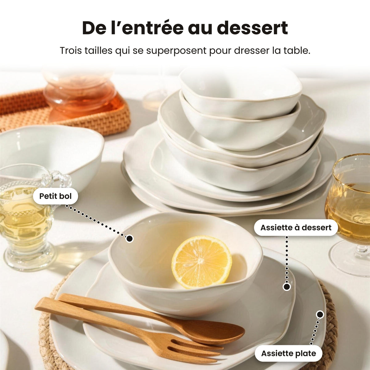 Service de table 16 pièces – Blanc nacré