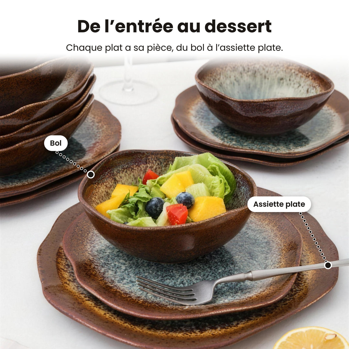 Service de table 16 pièces – Maron