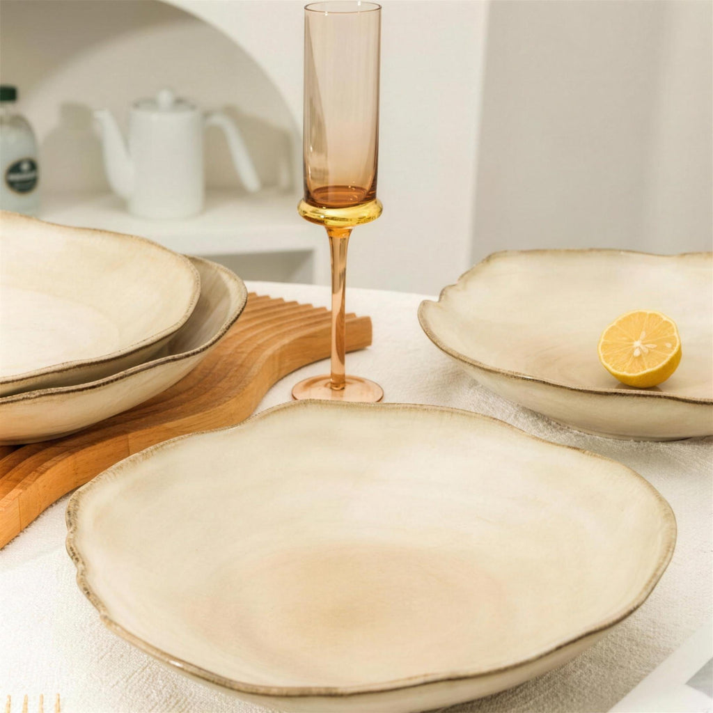 Lot de 4 assiettes creuses - Beige
