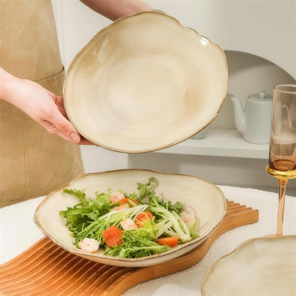 Lot de 4 assiettes creuses - Beige