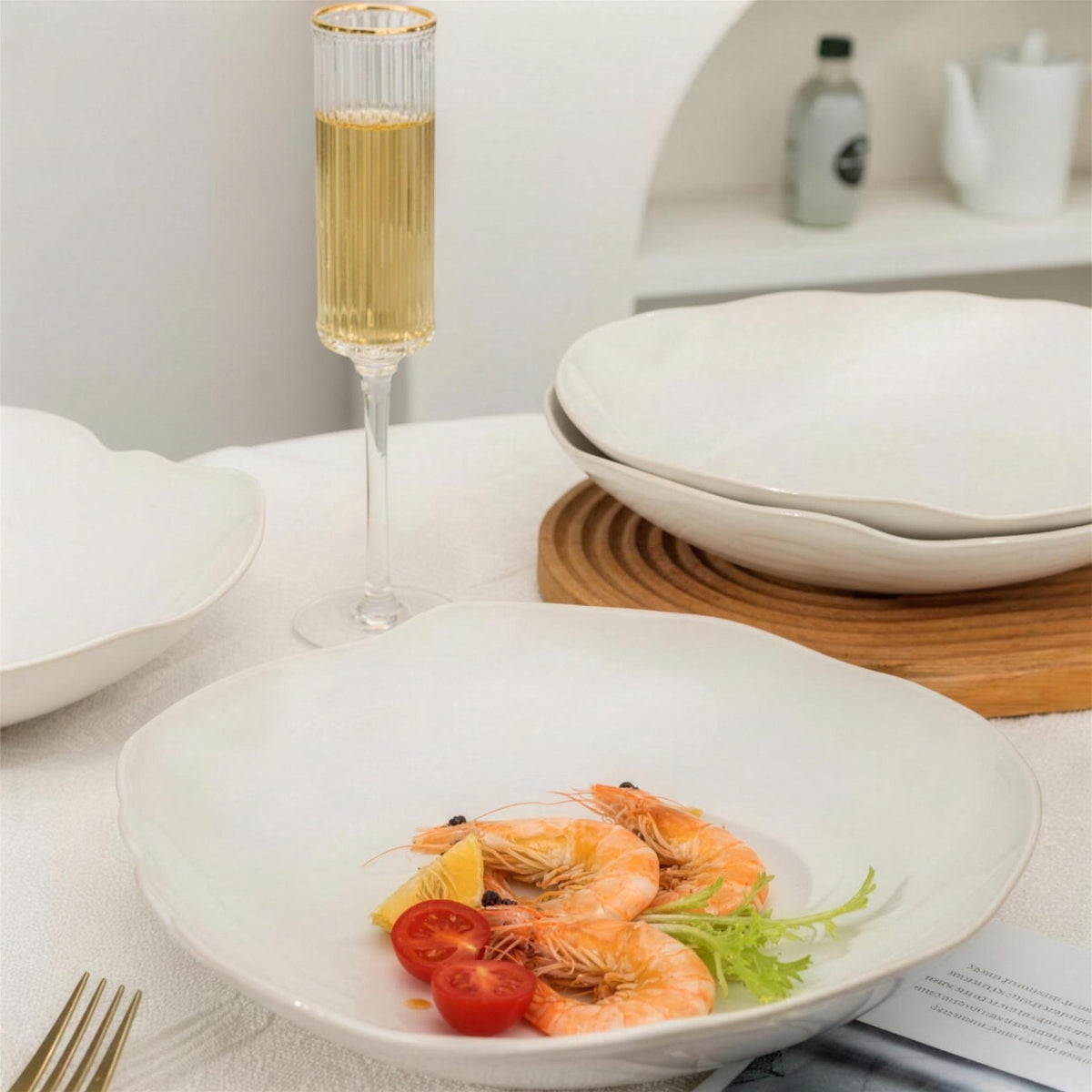 Lot de 4 assiettes creuses - Blanc