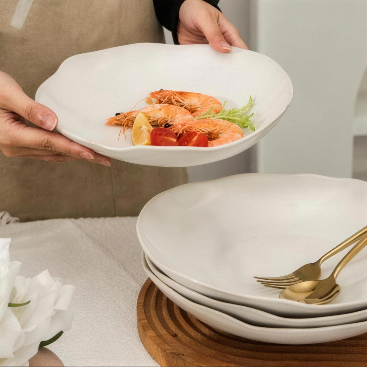 Lot de 4 assiettes creuses - Blanc
