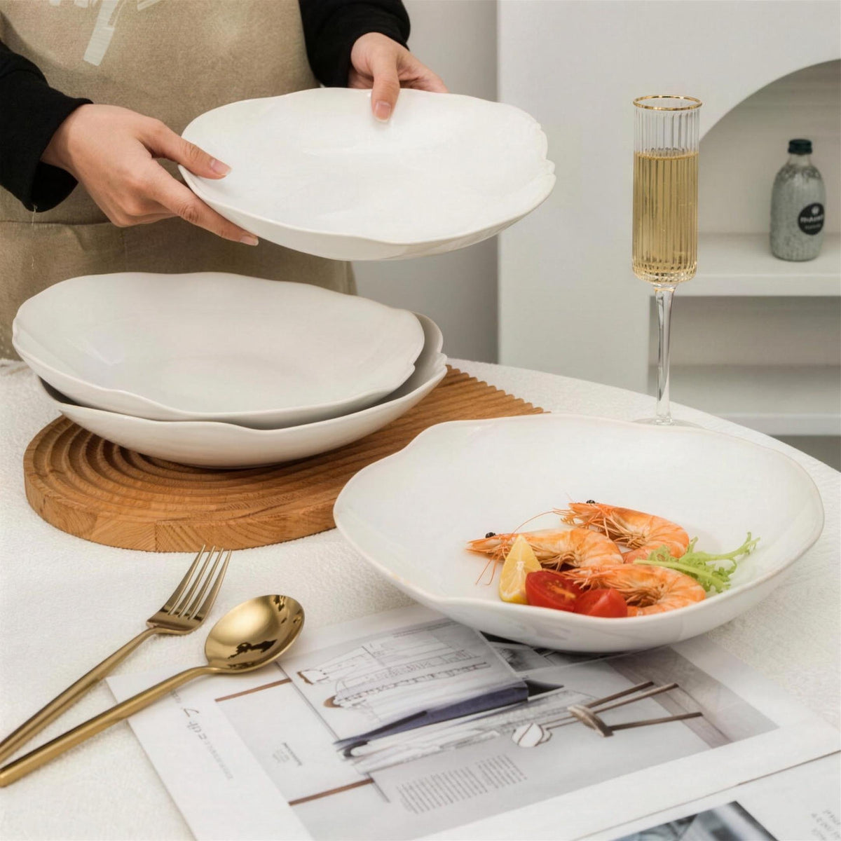 Lot de 4 assiettes creuses - Blanc