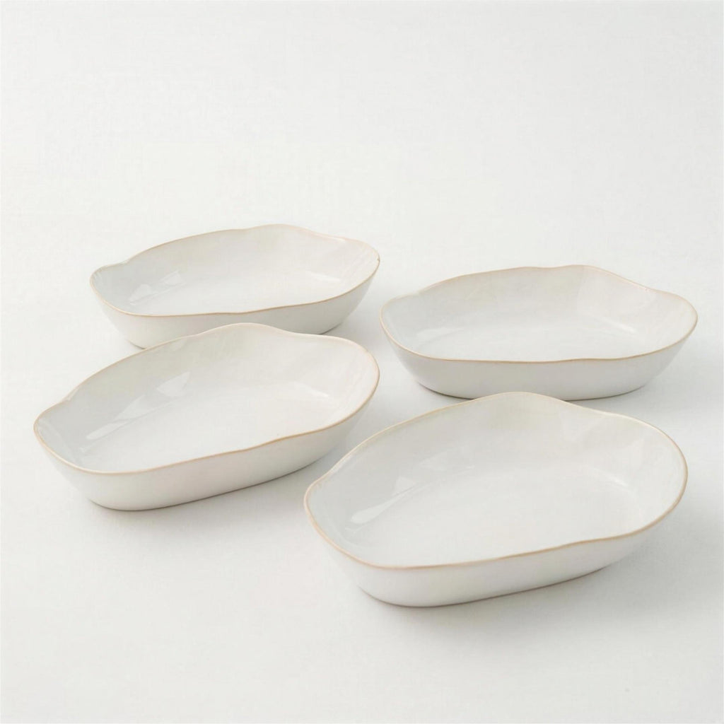Lot de 4 plats ovales creux - blanc