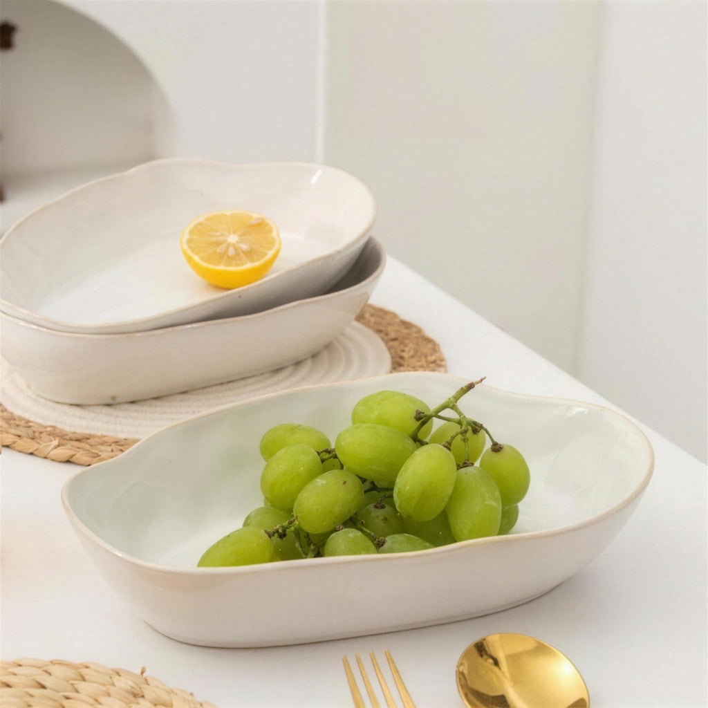 Lot de 4 plats ovales creux - blanc