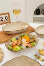 Lot de 4 plats ovales creux - beige