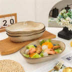 Lot de 4 plats ovales creux - beige