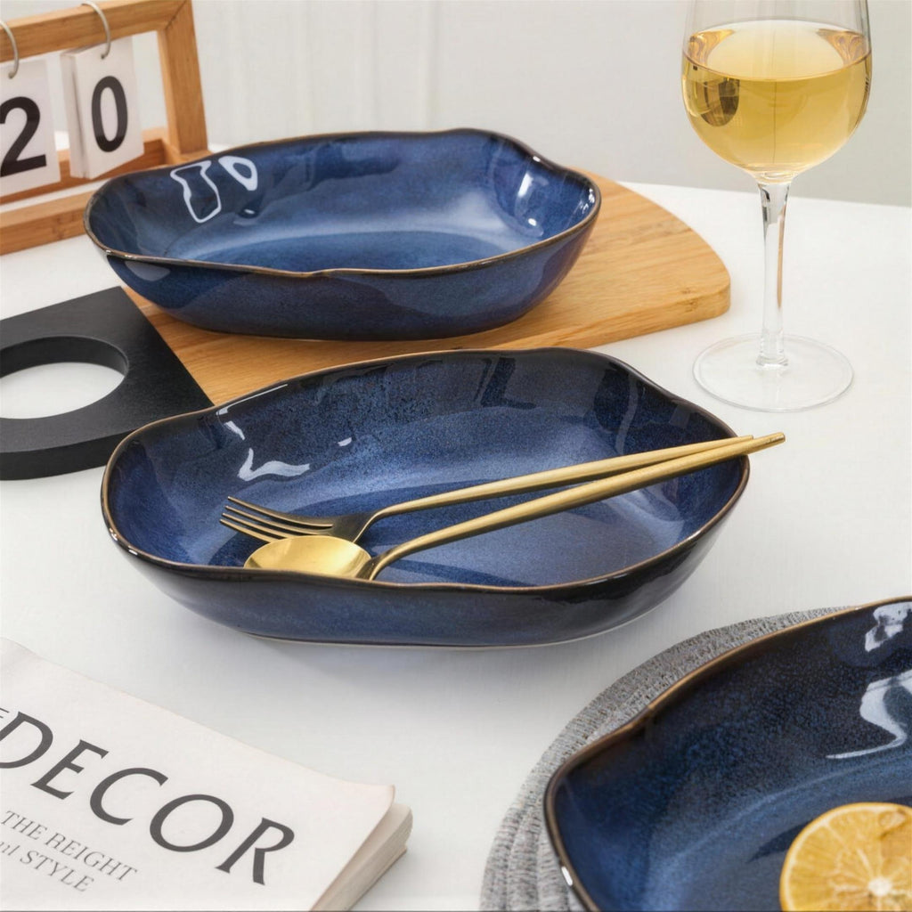 Lot de 4 plats ovales creux - Bleu
