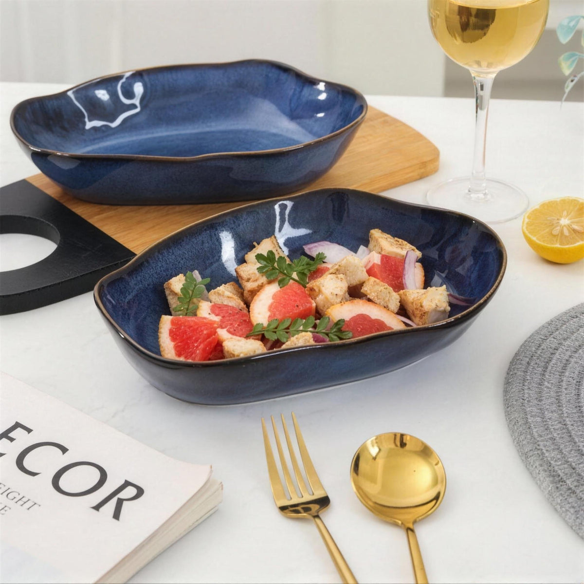 Lot de 4 plats ovales creux - Bleu