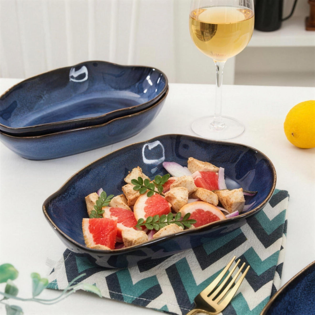 Lot de 4 plats ovales creux - Bleu