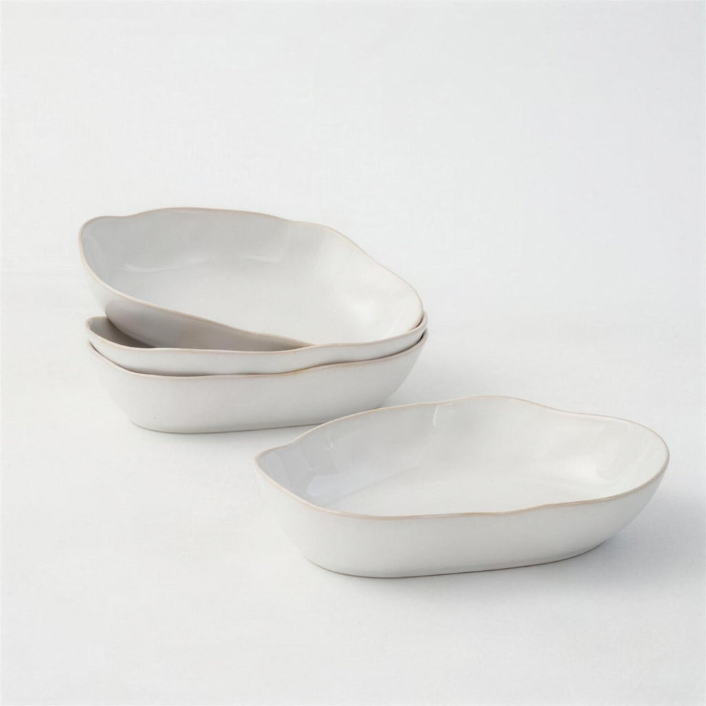 Lot de 4 plats ovales creux - blanc