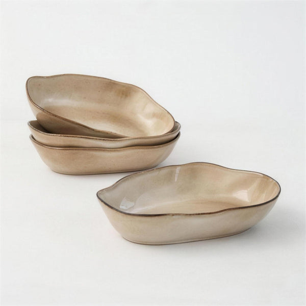 Lot de 4 plats ovales creux - beige