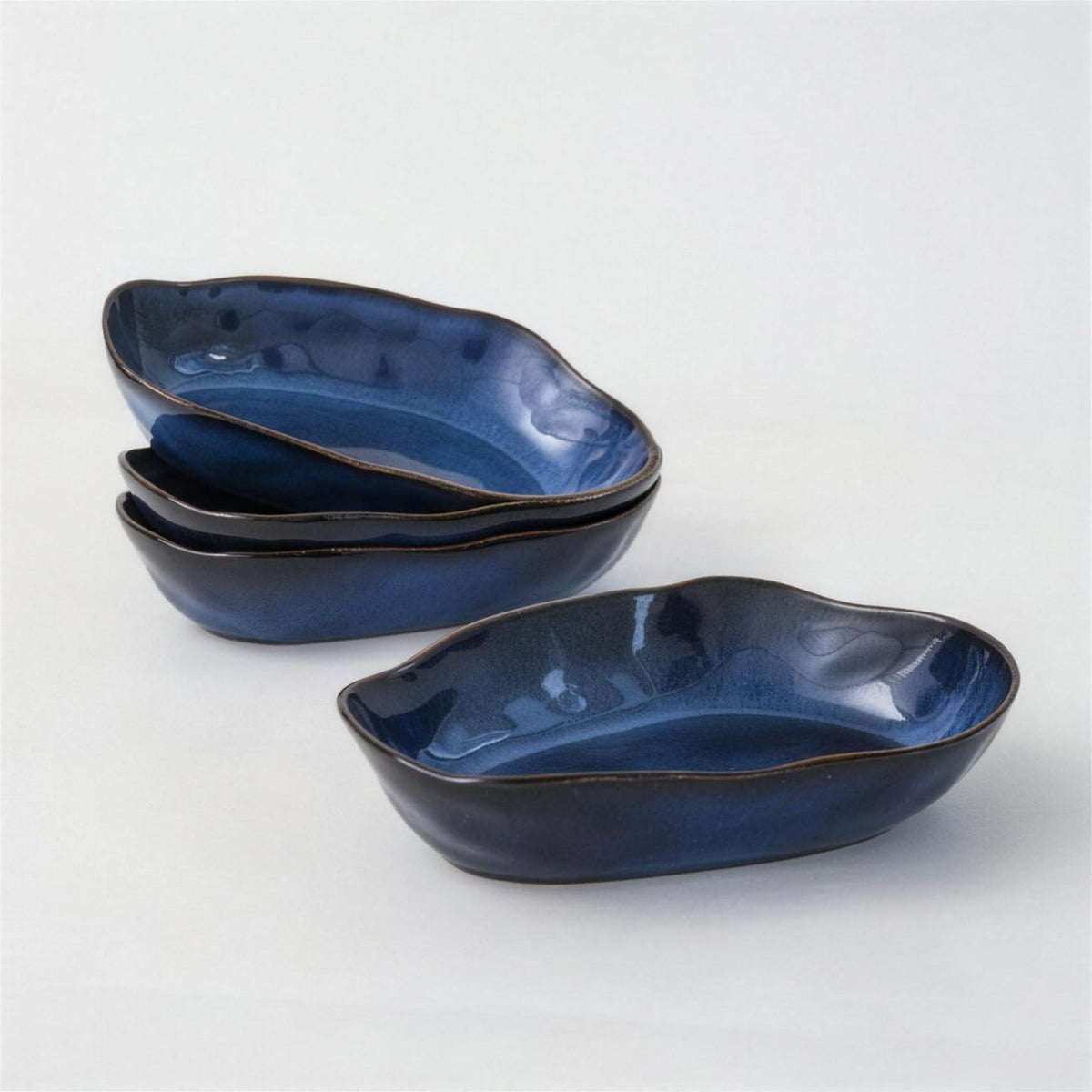 Lot de 4 plats ovales creux - Bleu