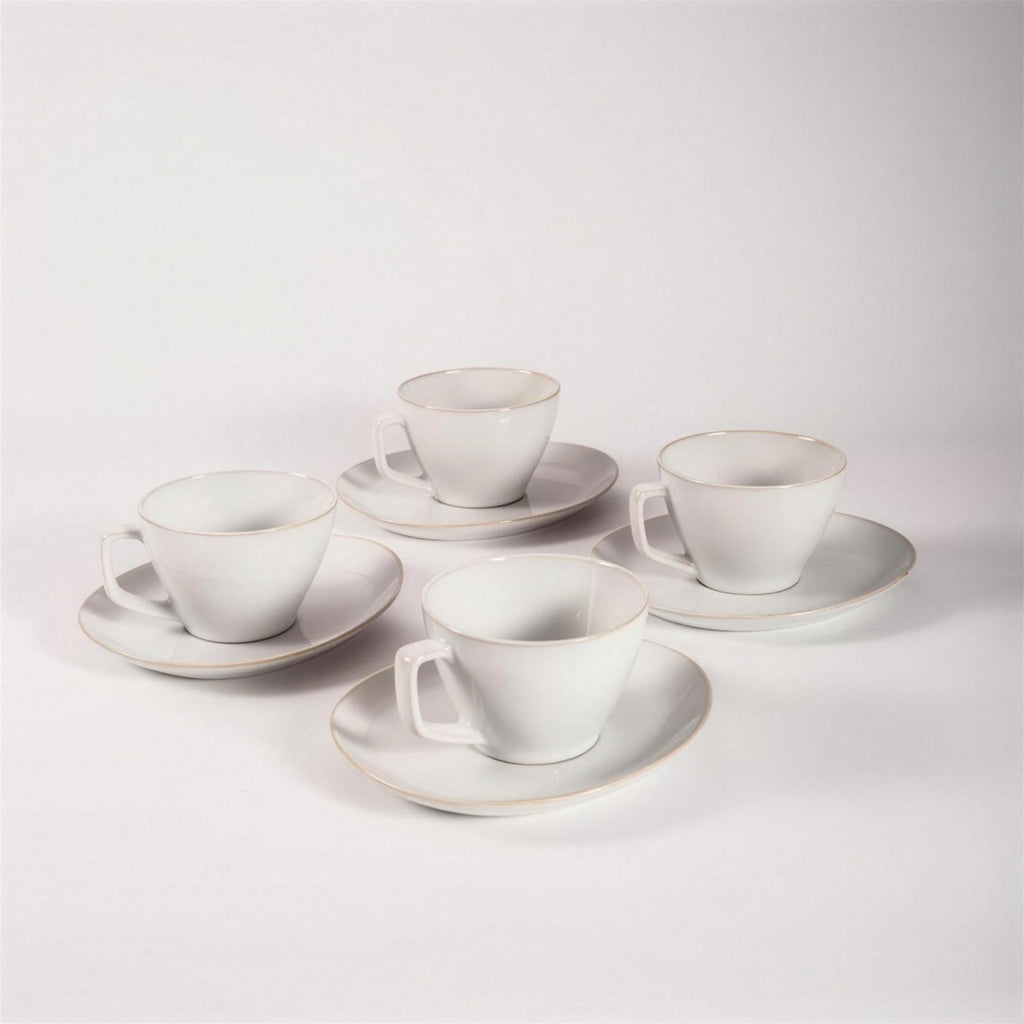 Lot de 4 tasses et soucoupes – Blanc