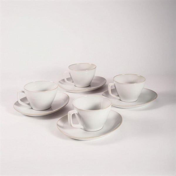Lot de 4 tasses et soucoupes – Blanc
