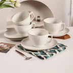 Lot de 4 tasses et soucoupes – Blanc