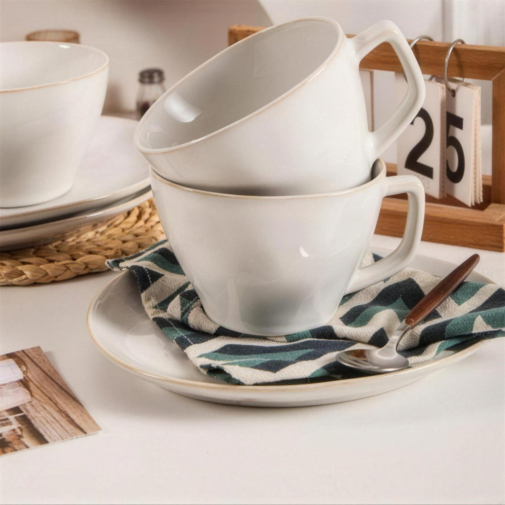 Lot de 4 tasses et soucoupes – Blanc