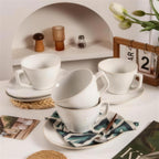 Lot de 4 tasses et soucoupes – Blanc