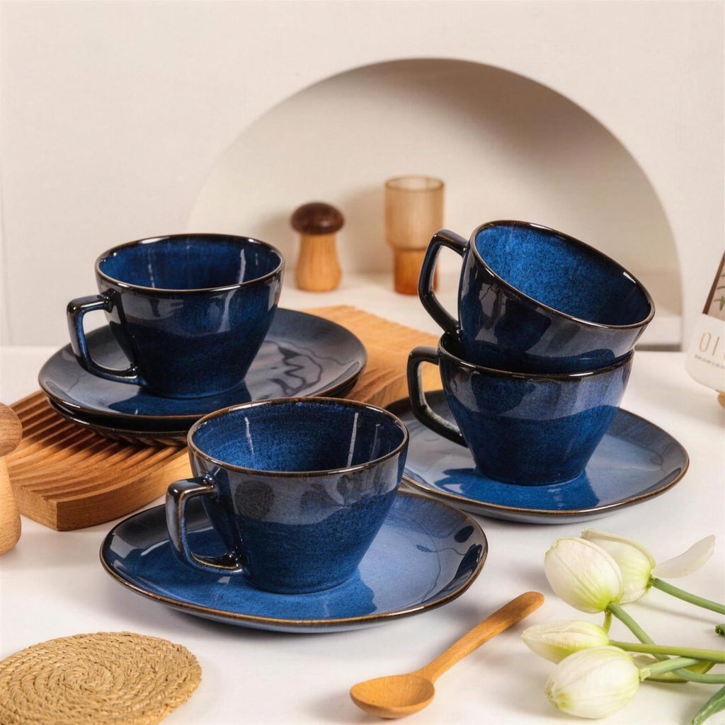 Lot de 4 tasses et soucoupes – Bleu