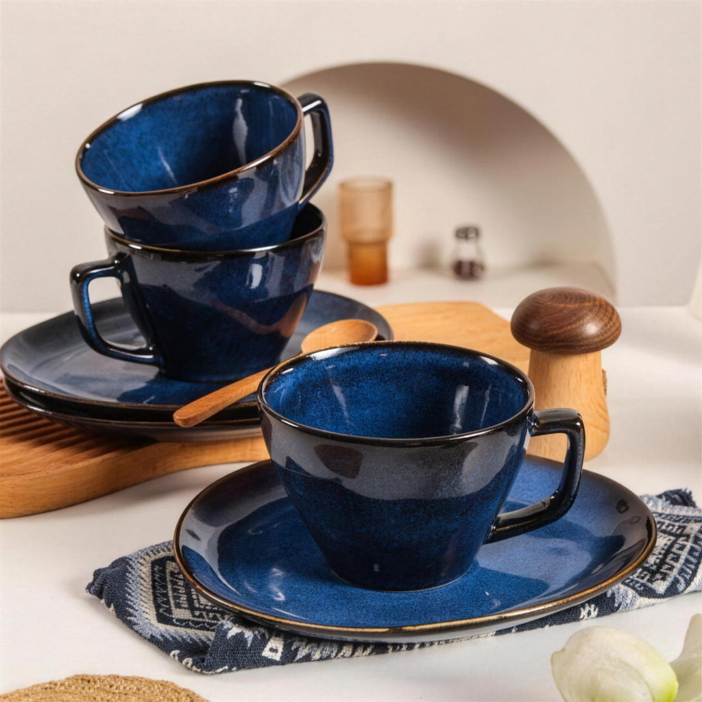 Lot de 4 tasses et soucoupes – Bleu