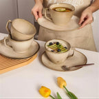 Lot de 4 tasses et soucoupes – Beige