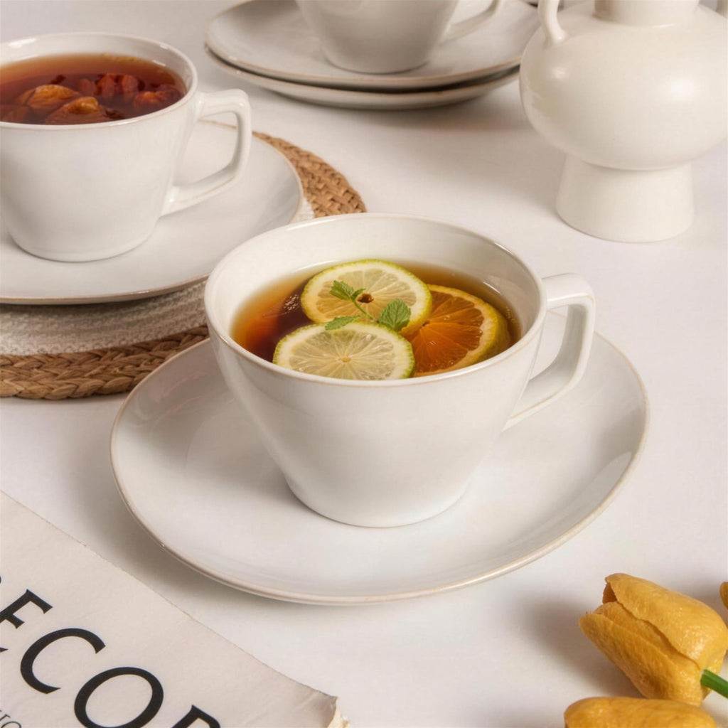 Lot de 4 tasses et soucoupes – Blanc