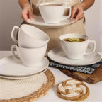 Lot de 4 tasses et soucoupes – Blanc