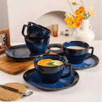 Lot de 4 tasses et soucoupes – Bleu