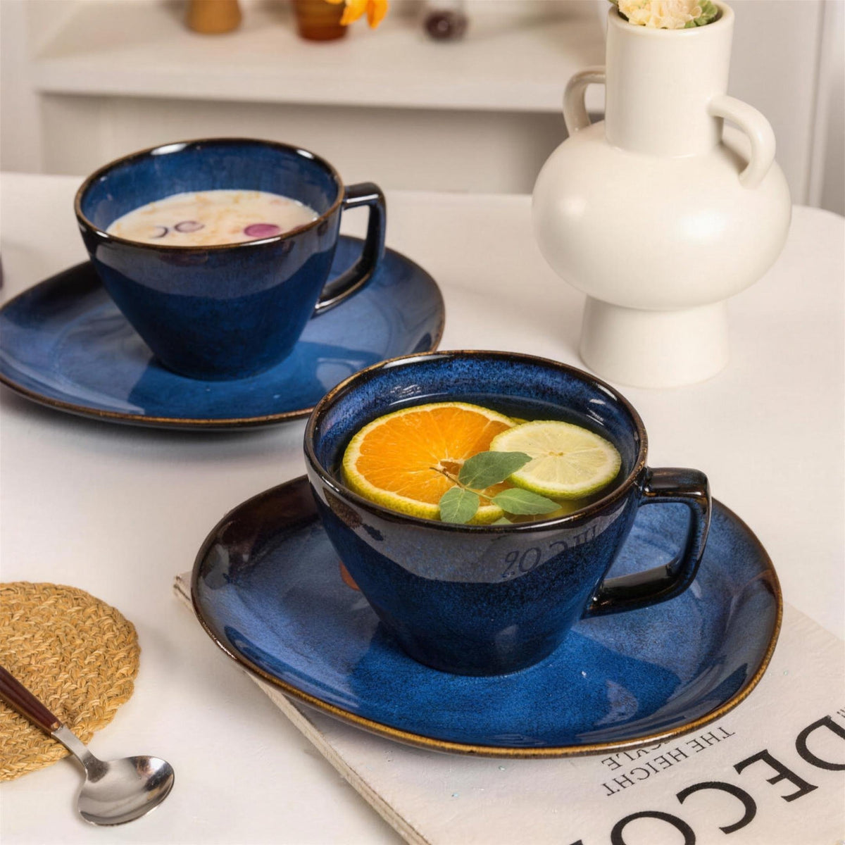 Lot de 4 tasses et soucoupes – Bleu