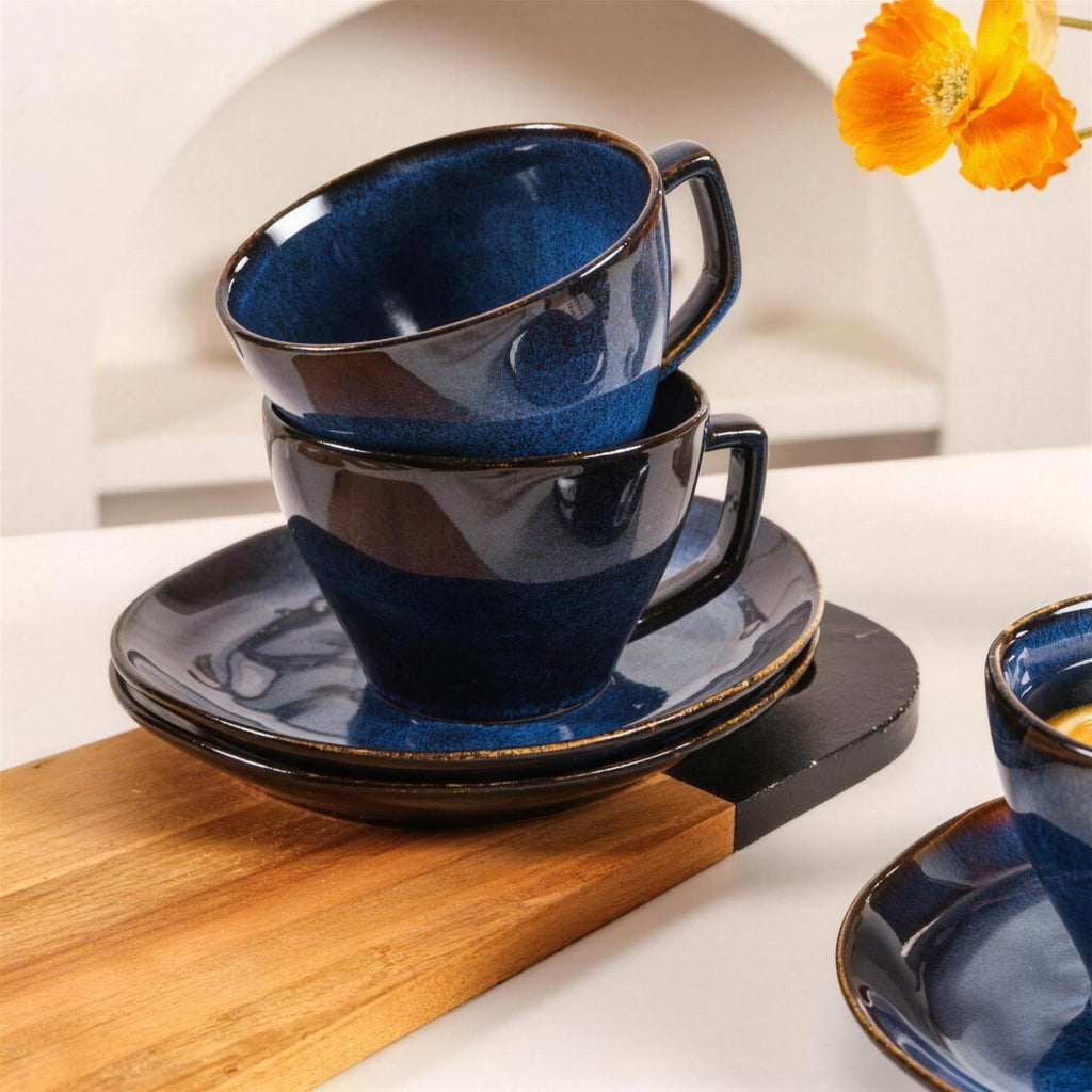 Lot de 4 tasses et soucoupes – Bleu