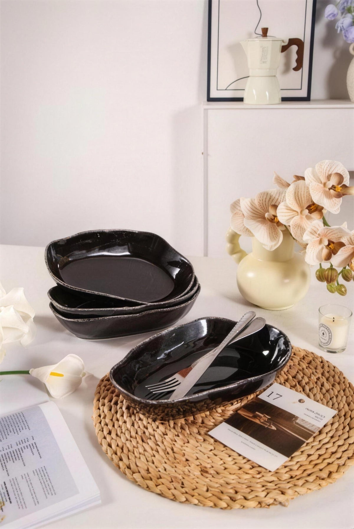 Lot de 4 plats ovales creux - Noir
