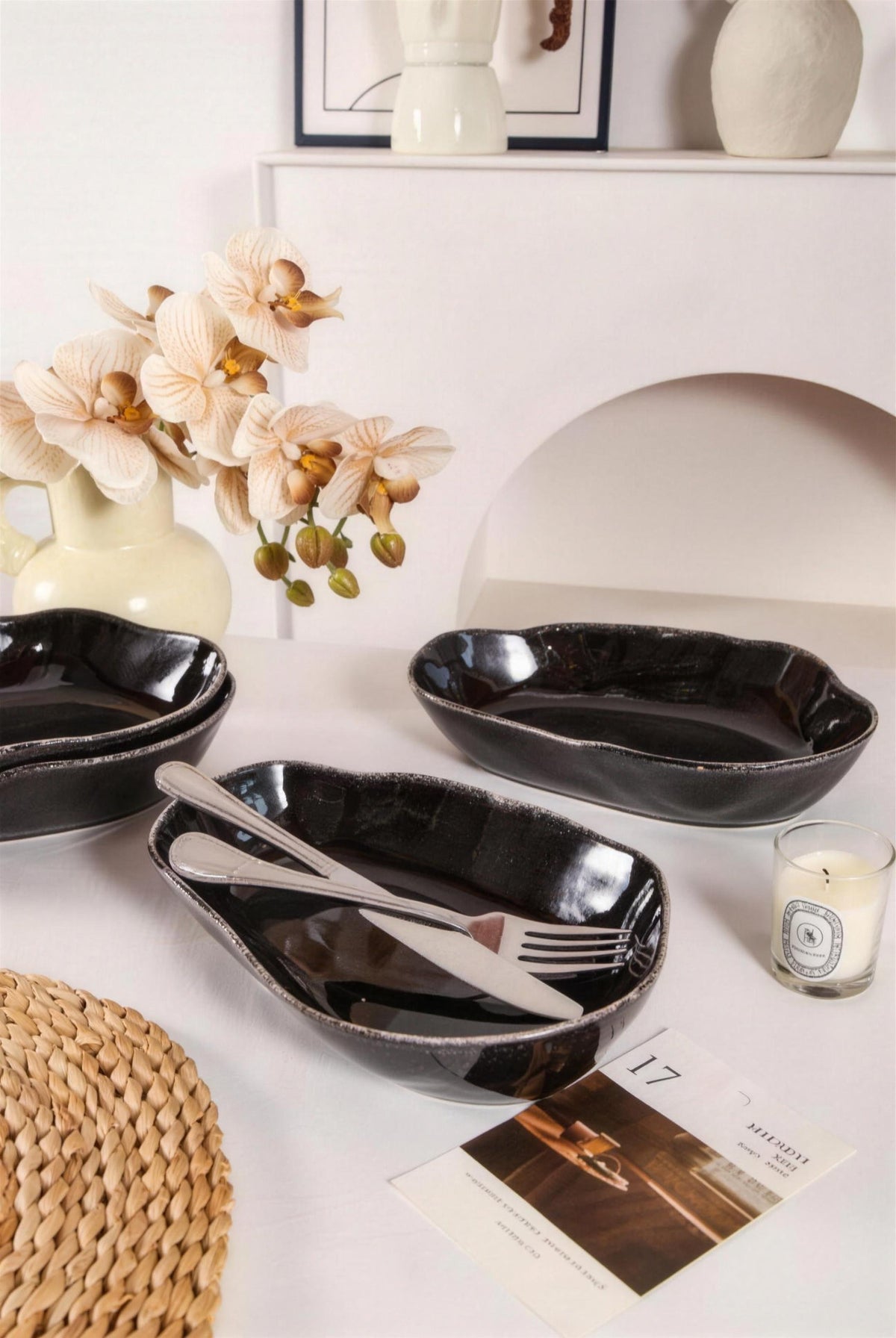 Lot de 4 plats ovales creux - Noir