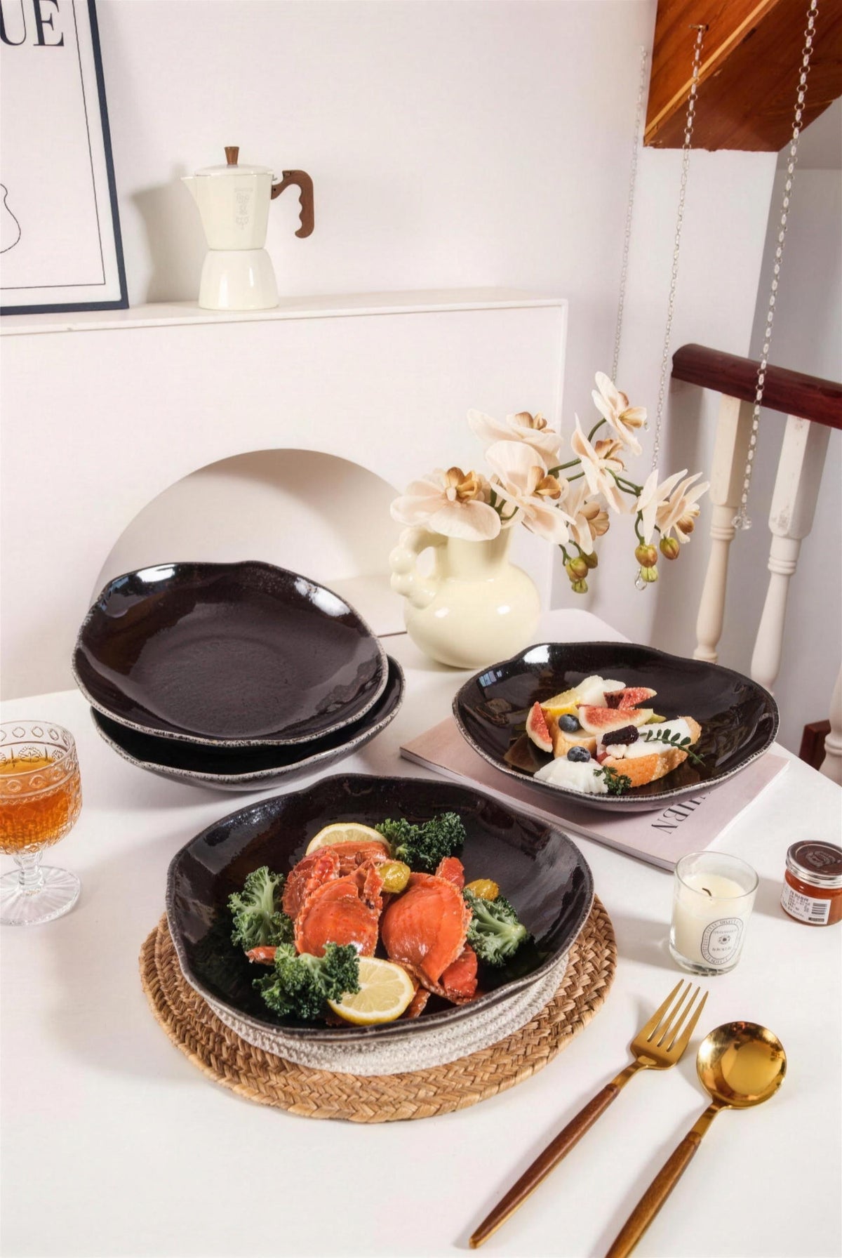 Lot de 4 assiettes creuses - Noir