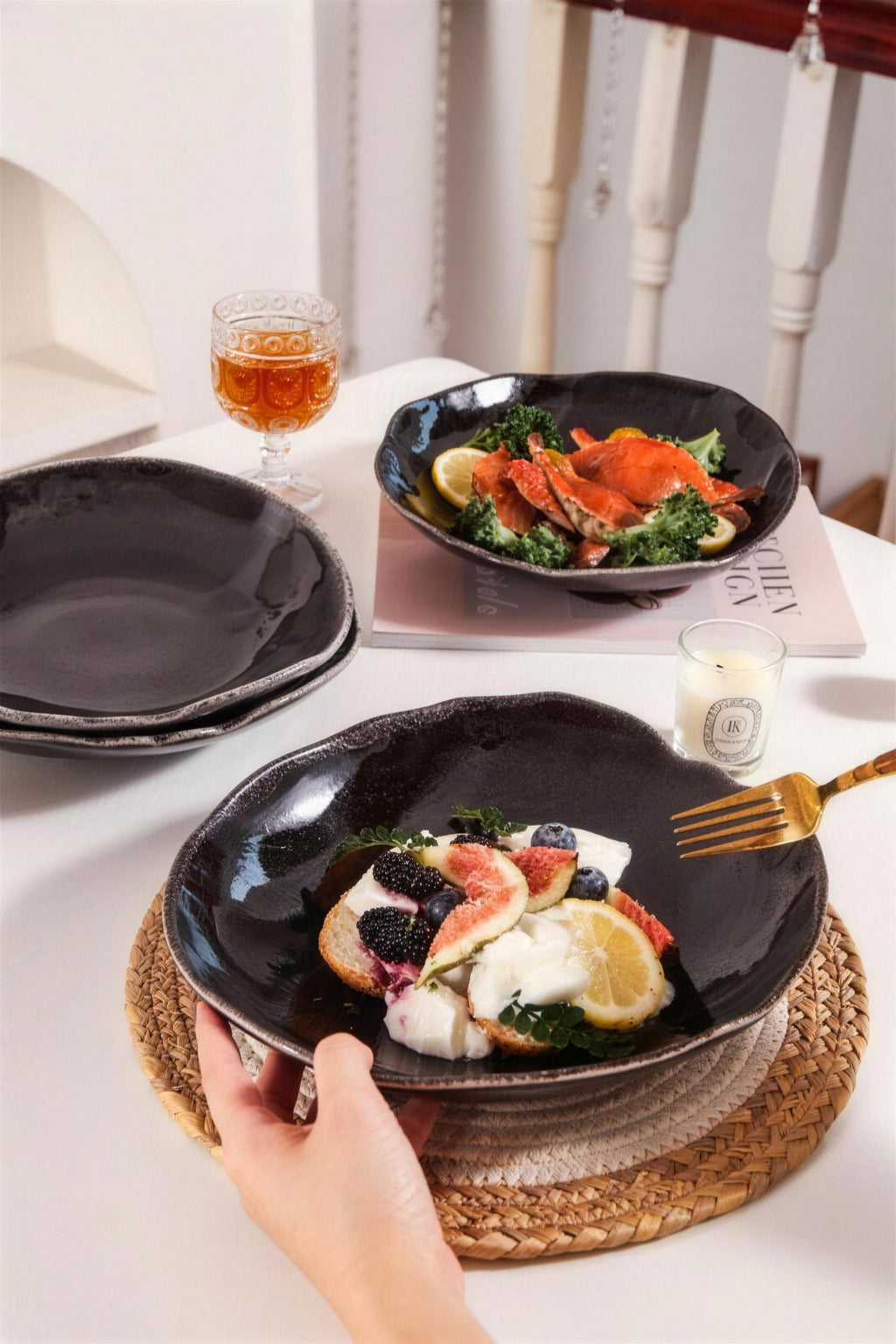 Lot de 4 assiettes creuses - Noir