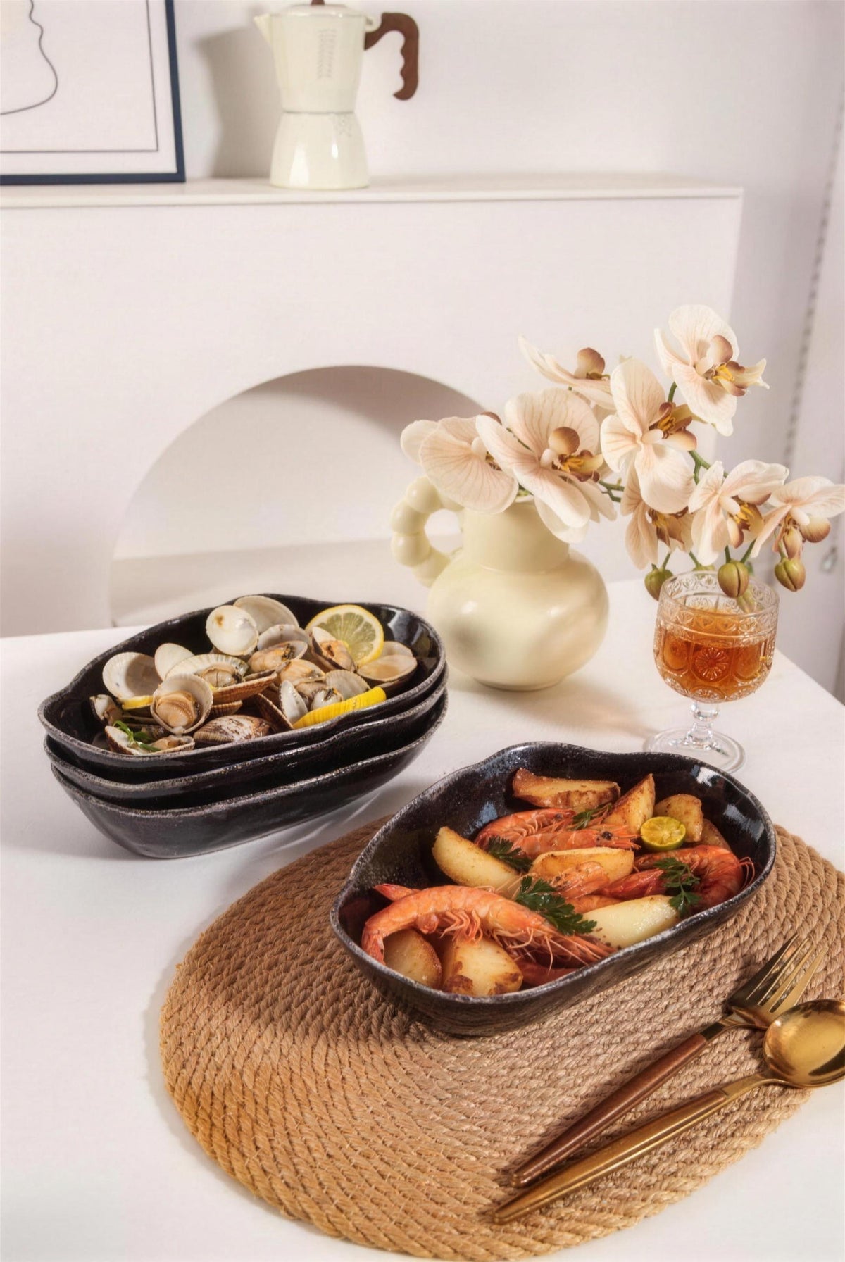 Lot de 4 plats ovales creux - Noir