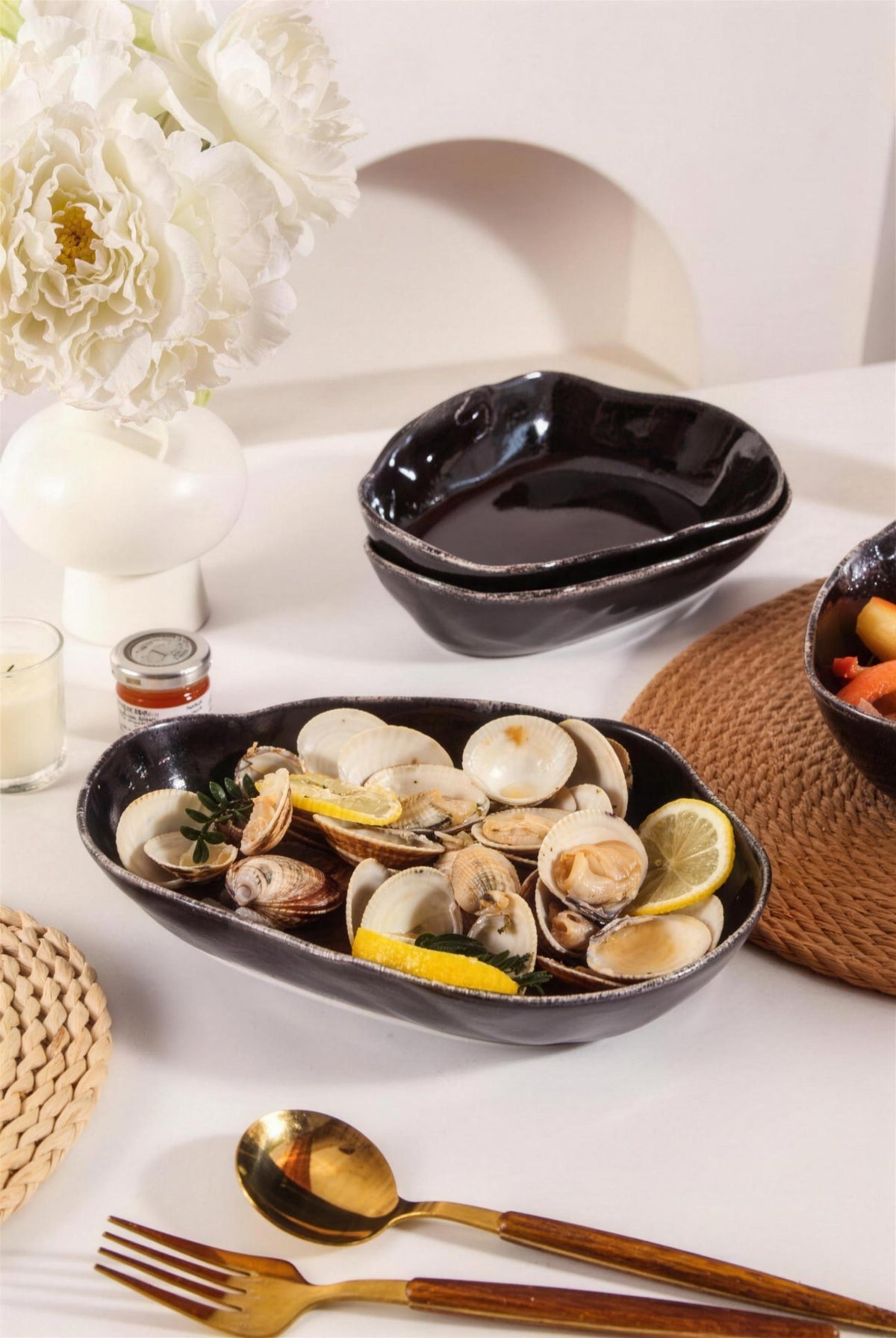 Lot de 4 plats ovales creux - Noir